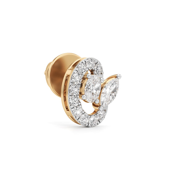 Modern Emerald-Cut Halo Studs in 925 silver 18k Gold Plated