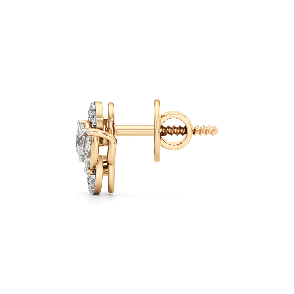 Modern Emerald-Cut Halo Studs in 925 silver 18k Gold Plated