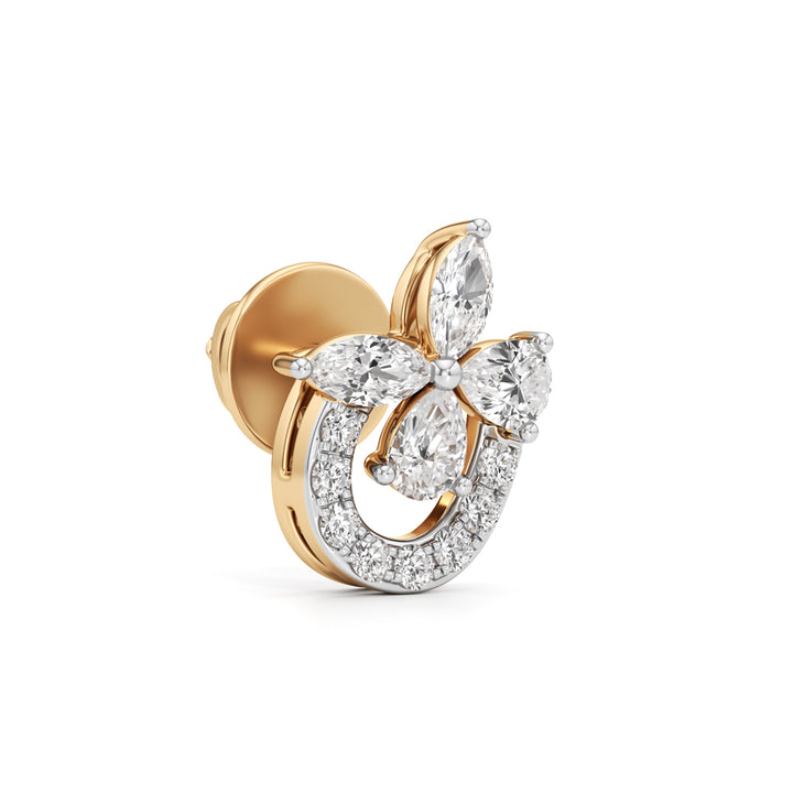 Honeybee Heart & Marquise Bloom Studs in 925 silver 18k Gold Plated