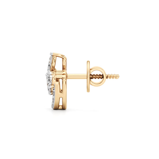 Honeybee Heart & Marquise Bloom Studs in 925 silver 18k Gold Plated