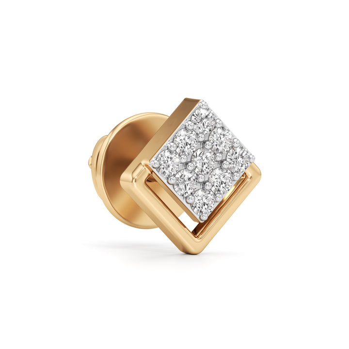 Geometric Diamond-Frame Studs in 925 silver 18k Gold Plated