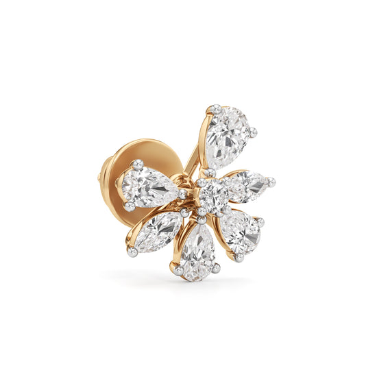 Marquise & Pear-Cut Floral Bloom Studs in 925 silver 18k Gold Plated