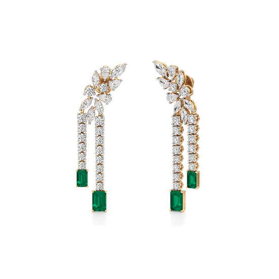 Majestic Emerald & Marquise Leaf Cascades in 925 silver 18k Gold Plated