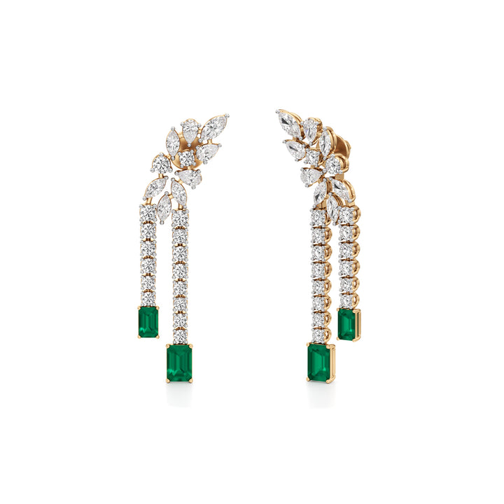 Majestic Emerald & Marquise Leaf Cascades in 925 silver 18k Gold Plated