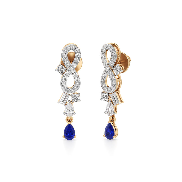 Sapphire Infinity Cascade Drop Earrings in 925 silver 18k Gold Plated