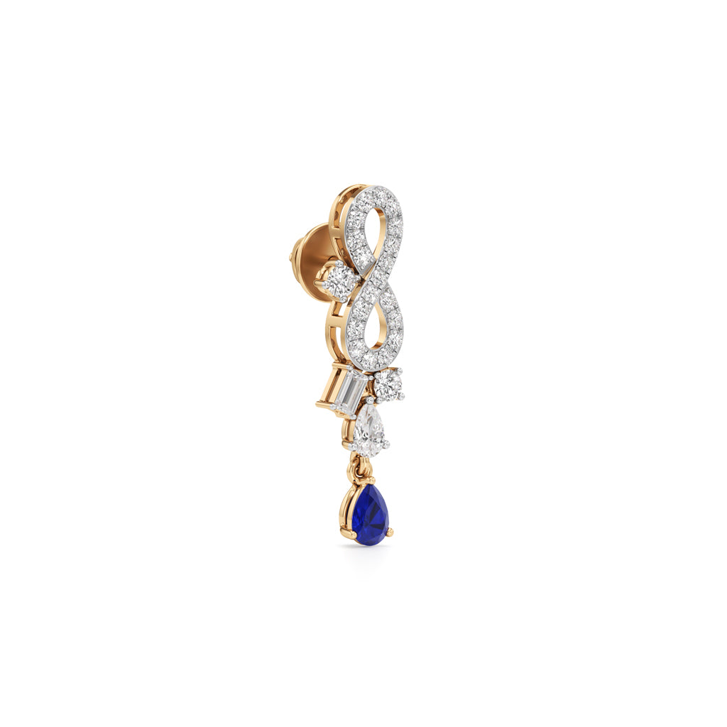 Sapphire Infinity Cascade Drop Earrings in 925 silver 18k Gold Plated