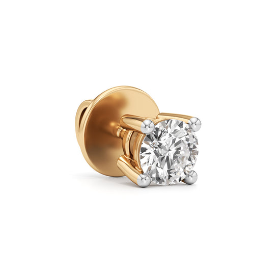 Elegant  Solitaire 925 Silver  18k Gold Vermeil Stud Earrings