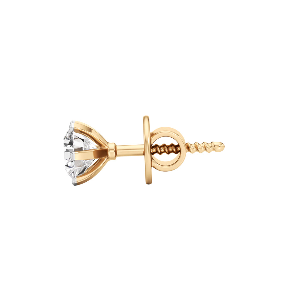 Architectural Solitaire 925 Silver 18k Gold Plated 6Prong Stud Earrings