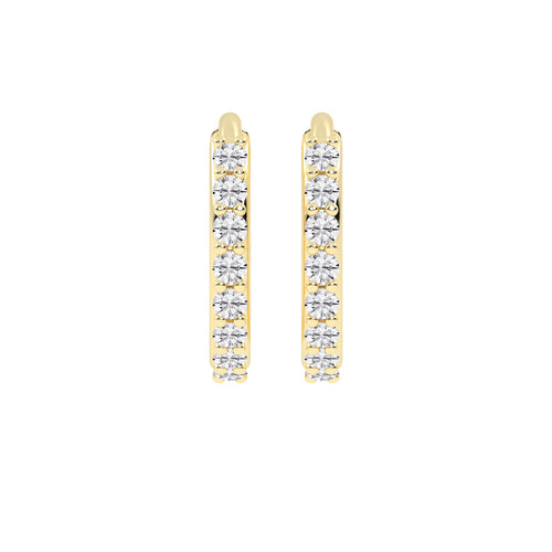 Radiant PavSet 925 Silver  18k Gold Plated  Huggie Hoop Earrings