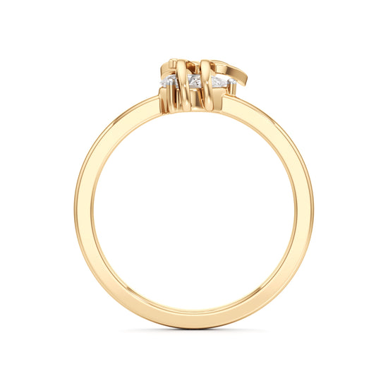 Whimsical Pear-Cut 925 Silver 18k Gold Plated Artisan Bow Statement Ring