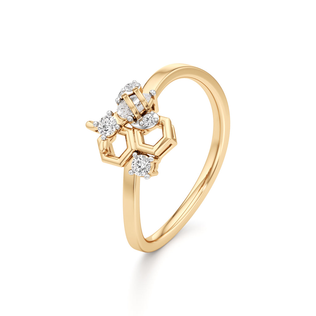 Hidden Halo 925 Silver 18k Gold Plated 6.60mm Round Brilliant Solitaire Ring