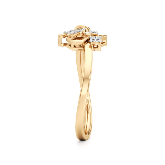 Hidden Halo 925 Silver 18k Gold Plated 6.60mm Round Brilliant Solitaire Ring