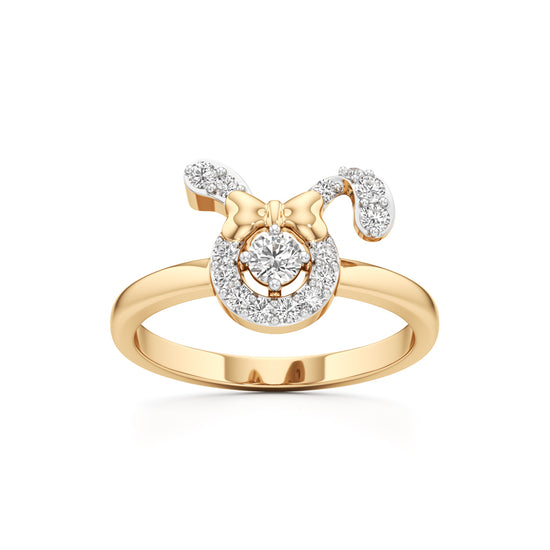 Whimsical Character Halo 925 Silver 18k Gold Plated Bow & Ribbon Statement Ring