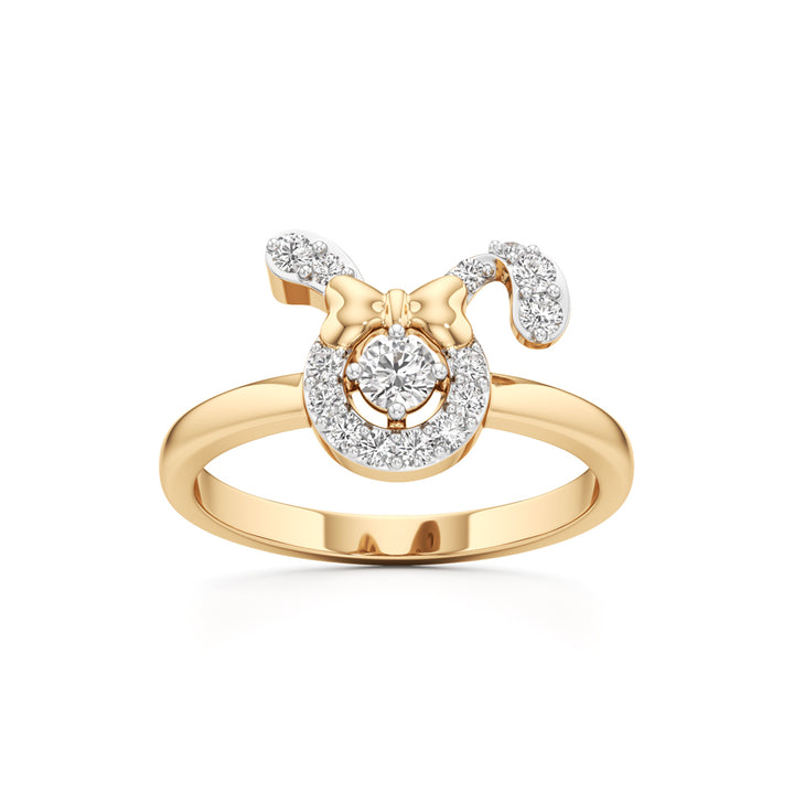 Whimsical Character Halo 925 Silver 18k Gold Plated Bow & Ribbon Statement Ring