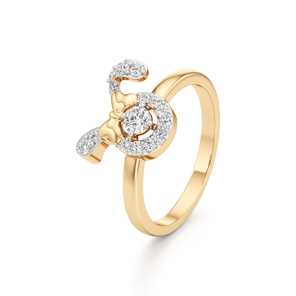 Whimsical Character Halo 925 Silver 18k Gold Plated Bow & Ribbon Statement Ring