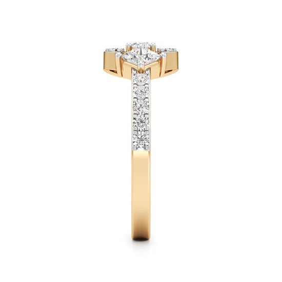 Geometric Open-Cuff 925 Silver 18k Gold Plated Emerald & Princess-Cut Statement Ring
