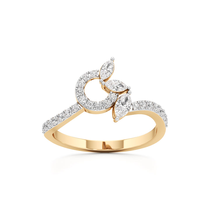 Botanical Marquise Leaf 925 Silver 18k Gold Plated Artisan Bypass Statement Ring