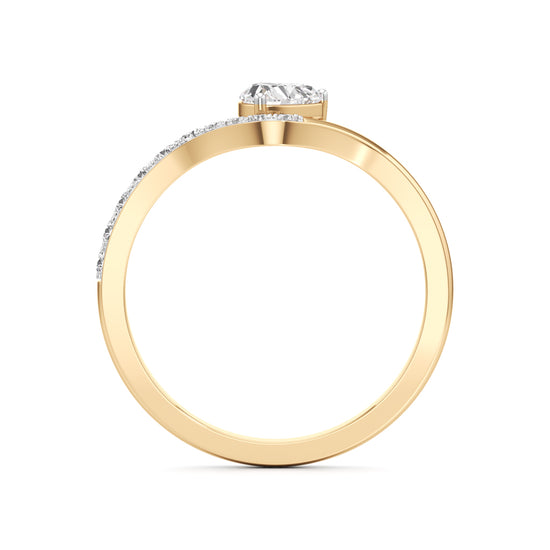 Artisan Heart-Cut Solitaire 925 Silver & 18k Gold Plated V-Curve Pavé Ring