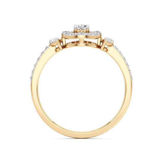 Artisan Oval Halo & Marquise Side-Stone 925 Silver 18k Gold Plated Statement Ring
