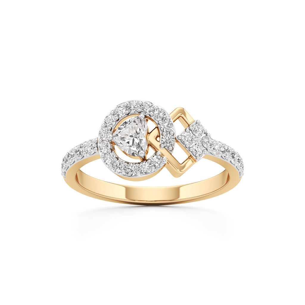 925 Silver 18K Gold Plated Halo Designer Diamond-Style Ring – Luxury Statement Jewellery