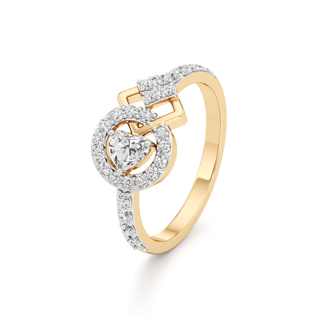 925 Silver 18K Gold Plated Halo Designer Diamond-Style Ring – Luxury Statement Jewellery