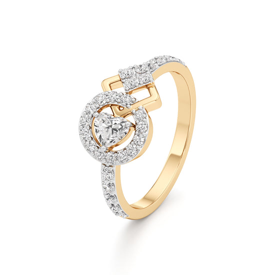 925 Silver 18K Gold Plated Halo Designer Diamond-Style Ring – Luxury Statement Jewellery