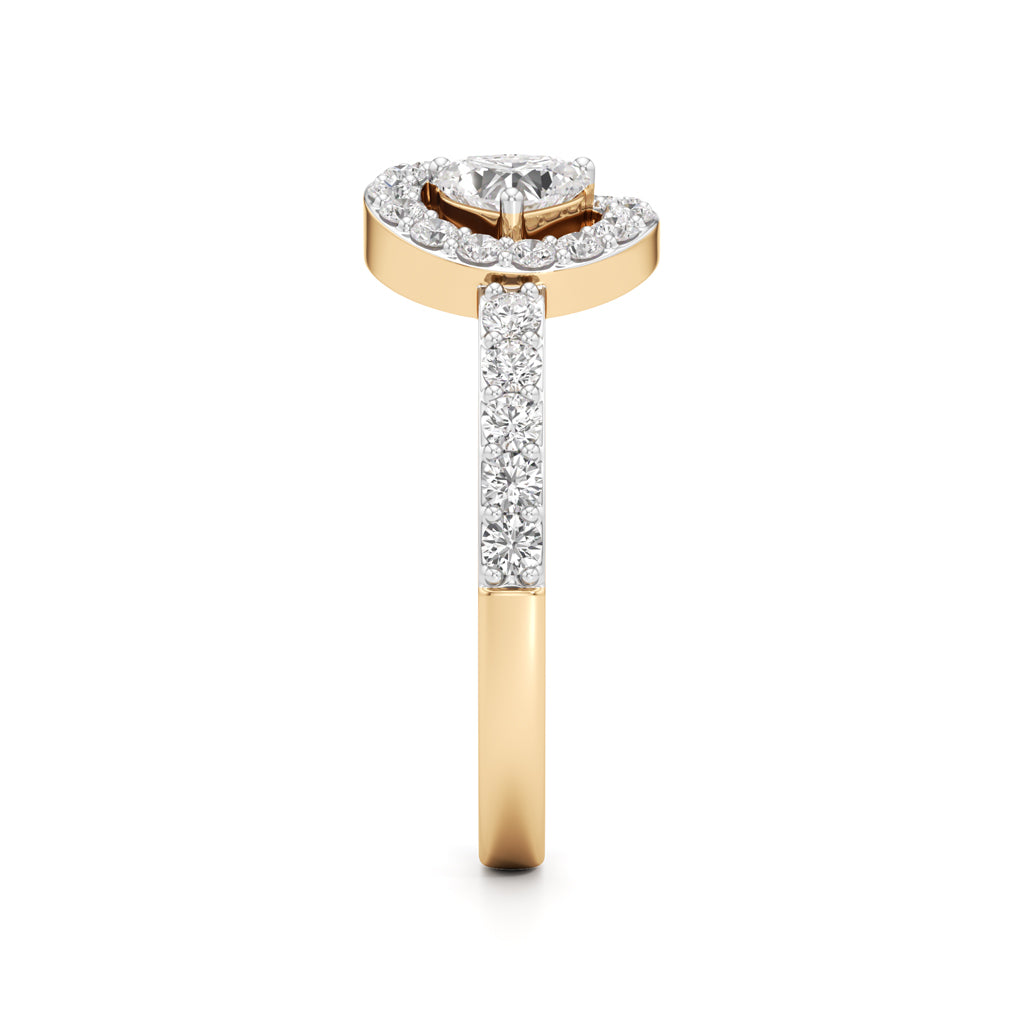 925 Silver 18K Gold Plated Halo Designer Diamond-Style Ring – Luxury Statement Jewellery