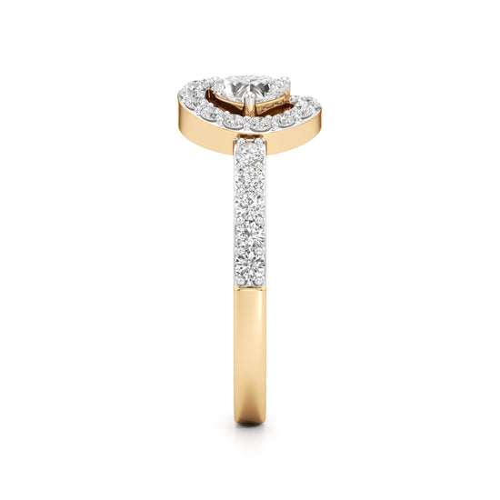 925 Silver 18K Gold Plated Halo Designer Diamond-Style Ring – Luxury Statement Jewellery