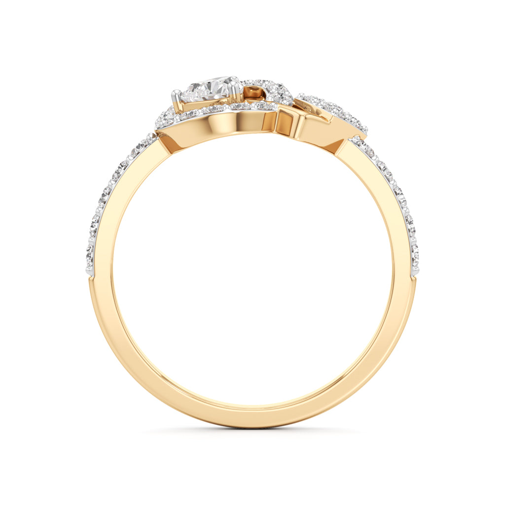 925 Silver 18K Gold Plated Halo Designer Diamond-Style Ring – Luxury Statement Jewellery