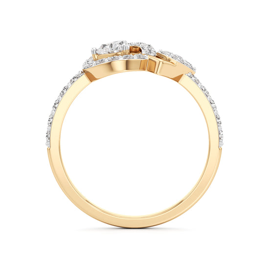 925 Silver 18K Gold Plated Halo Designer Diamond-Style Ring – Luxury Statement Jewellery