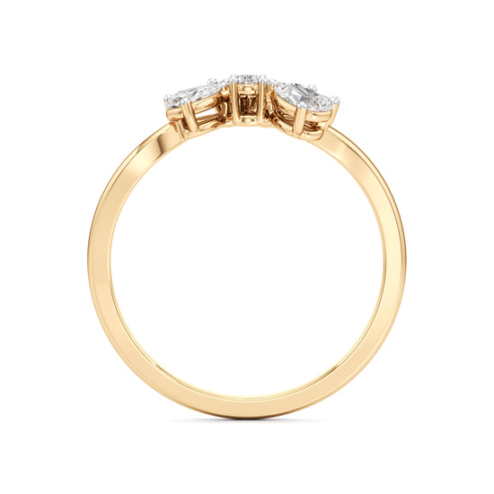 Dainty Floral Bloom Ring in 925 Silver 18k Gold Plated | Marquise & Pear Cut Simulants