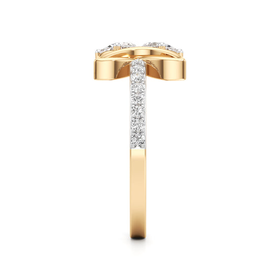 Botnical Four-Leaf Marquise Bloom Ring in 925 silver 18k Gold Plated