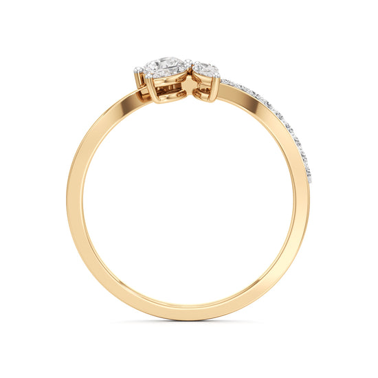 Heart & Marquise Floral Bypass Ring in 925 silver 18k Gold Plated