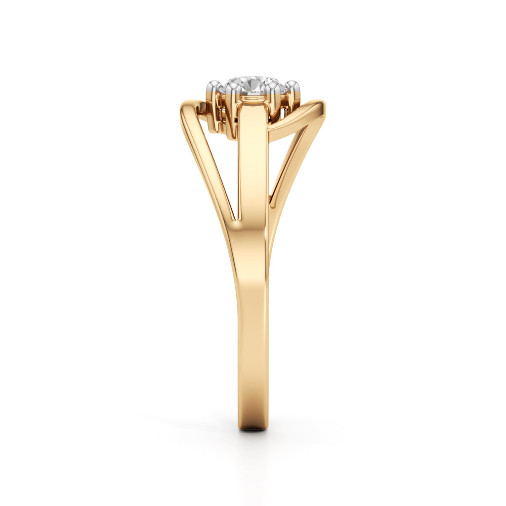 Gorgeous Solitaire 925 Silver  18k Gold Vermeil Bypass Ring