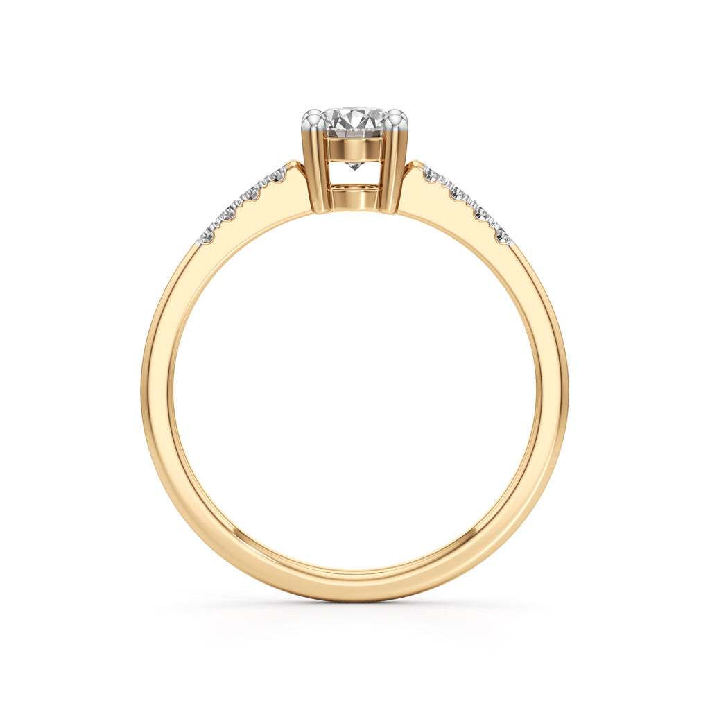 Timeless  Solitaire 925 Silver  18k Gold Vermeil Accent Ring