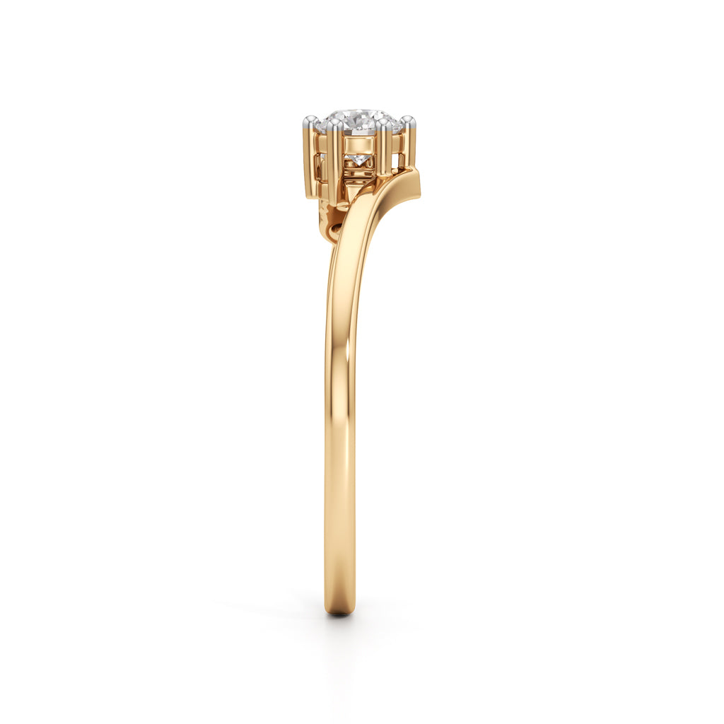 925 Silver 18K Gold Plated ThreeStone DiamondStyle Ring  Elegant Fine Jewellery