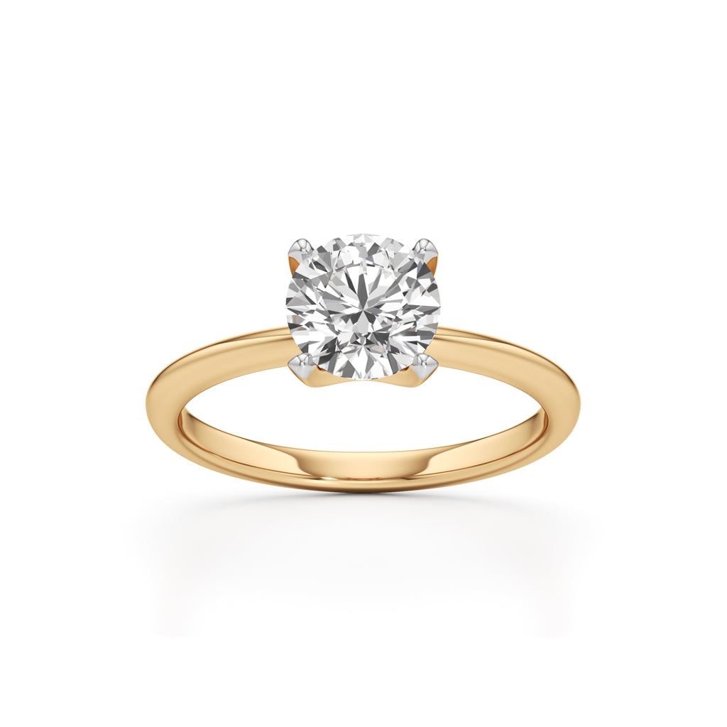 Classic  Solitaire 925 Silver 18k Gold Plated HighSetting Statement Ring