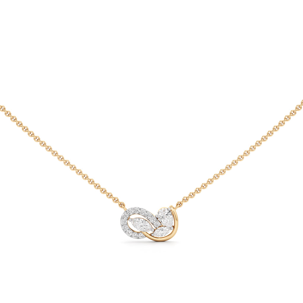 Twisted Teardrop Halo Pendant in 925 silver 18k Gold Plated