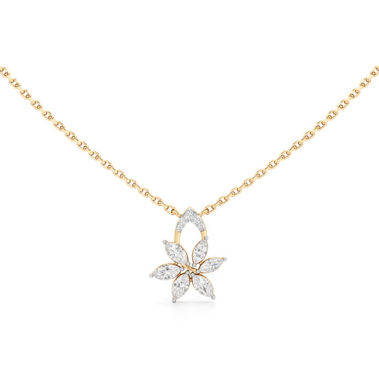 Marquise Floral Bloom Pendant in 925 silver 18k Gold Plated