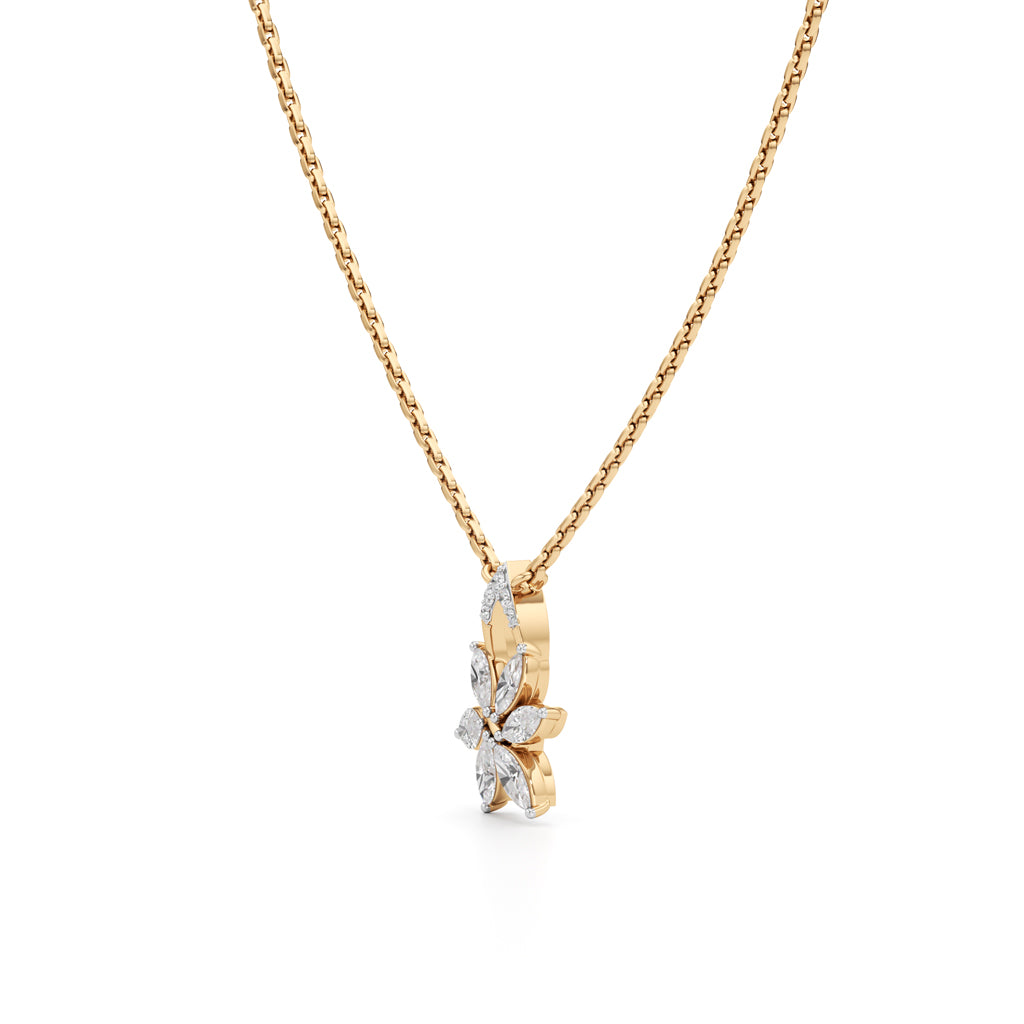 Marquise Floral Bloom Pendant in 925 silver 18k Gold Plated
