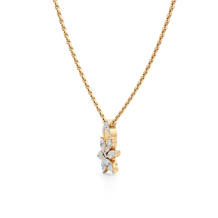 Marquise Floral Bloom Pendant in 925 silver 18k Gold Plated
