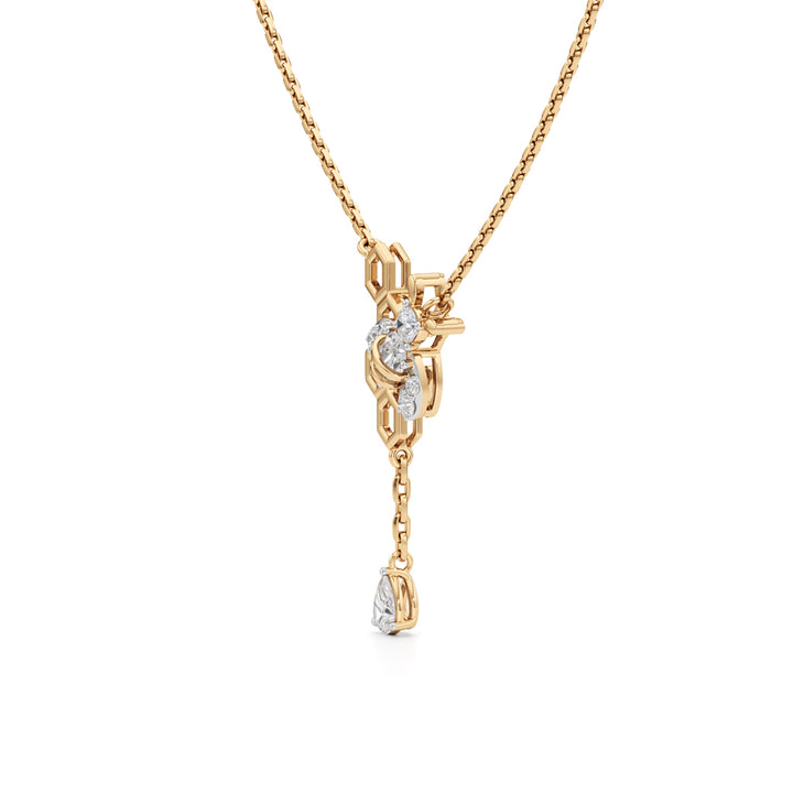 925 Silver 18k Gold Plated Honeybee & Hexagon Drop Pendant