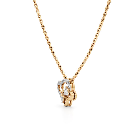 925 Silver 18k Gold Plated Butterfly Heart Pendant 