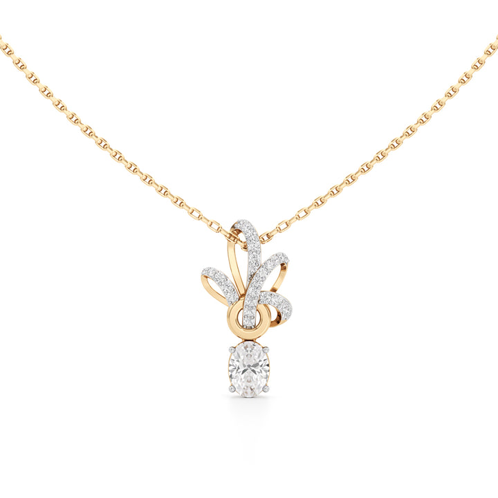 925 Silver 18k Gold Plated Floral Ribbon Drop Pendant