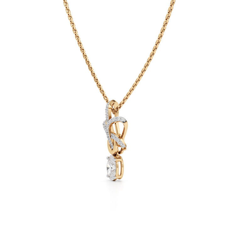 925 Silver 18k Gold Plated Floral Ribbon Drop Pendant