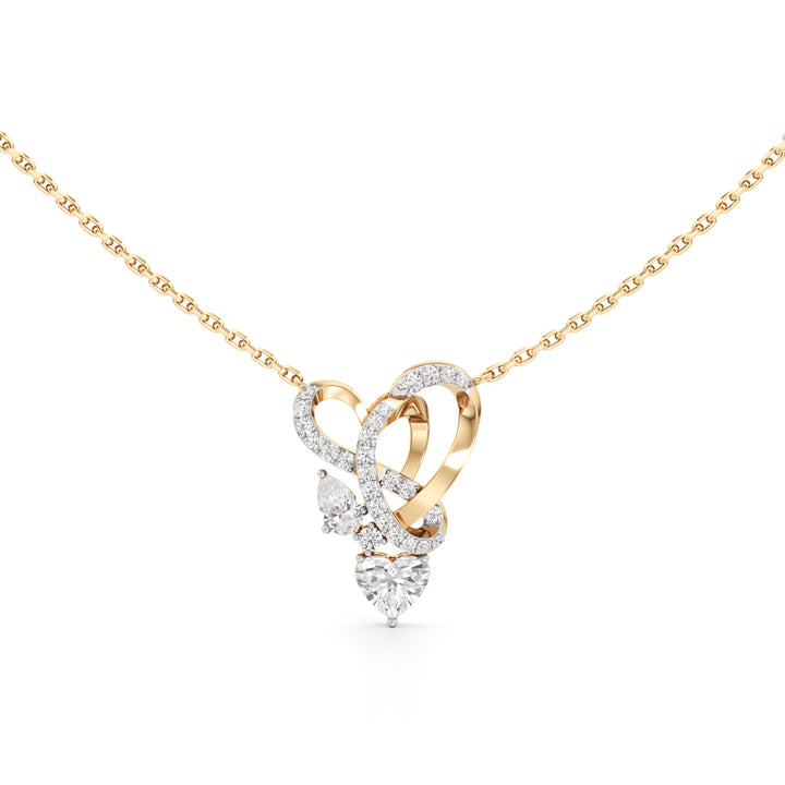 925 Silver 18k Gold Plated Eternal Heart & Pear Drop Pendant