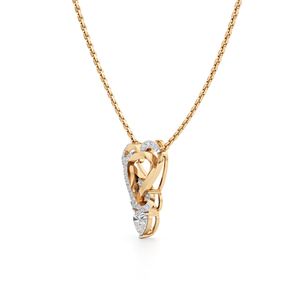925 Silver 18k Gold Plated Eternal Heart & Pear Drop Pendant