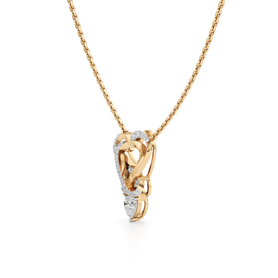 925 Silver 18k Gold Plated Eternal Heart & Pear Drop Pendant