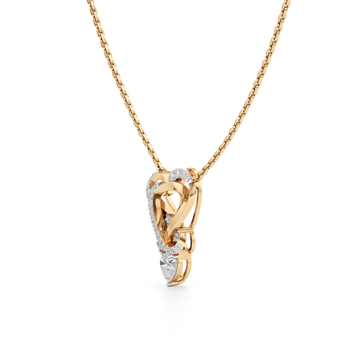 925 Silver 18k Gold Plated Eternal Heart & Pear Drop Pendant