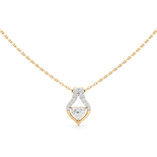 Pretty Heart 925 Silver 18K Gold Plated  Pendant Necklace